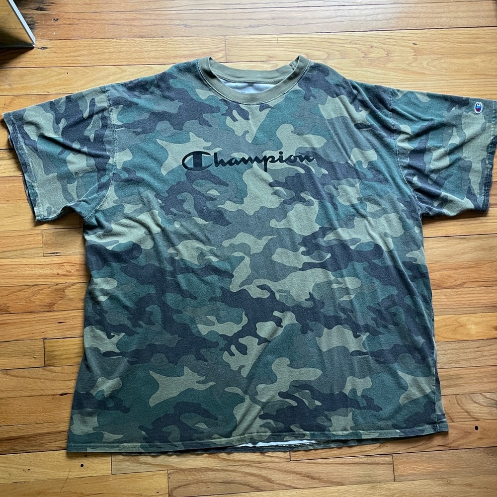 Vintage Y2K Camo Camouflage Champion Shirt Sleeve T-shirt Dress 4XL